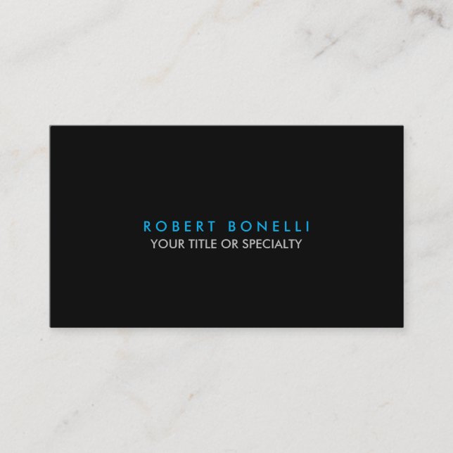 Carte de visite tendance noir blanc bleu standard (Devant)