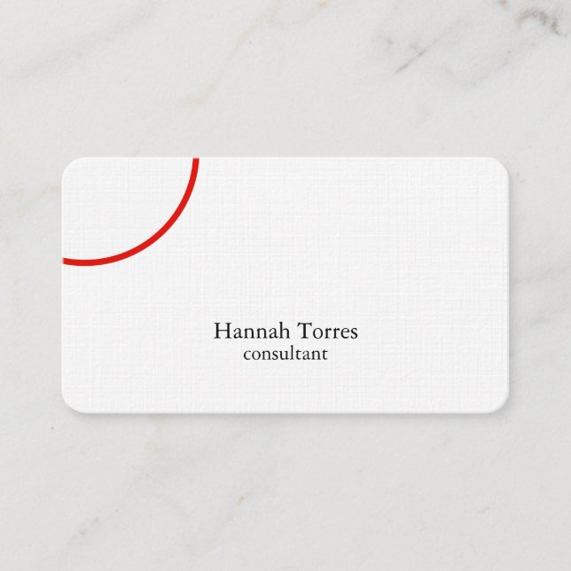 Carte De Visite Tendance Noir & Blanc Rouge Plaine Créative Modern (Devant)