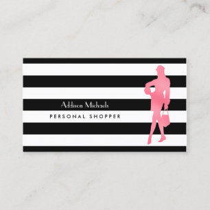 Carte De Visite Tendance Personal Shopper Rose Woman Black Stripes