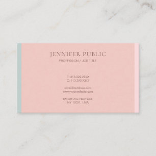 Carte De Visite Tendance rose pastel couleurs Modèle Élégant