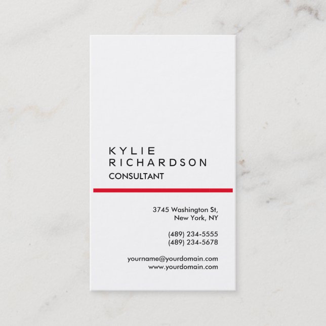Carte De Visite Tendance Rouge blanc blanc blanc Consultant Vertic (Devant)