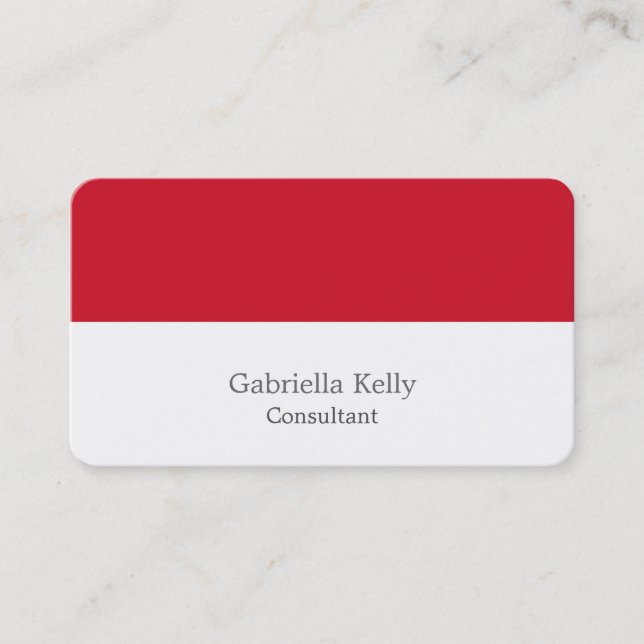 Carte De Visite Tendance Rouge Blanc Créatif Plaine Unique Design (Devant)