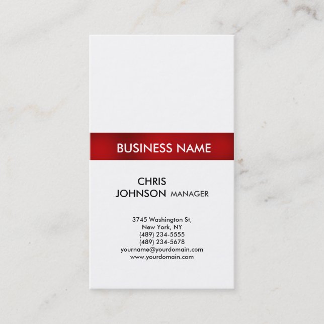 Carte de visite tendance rouge vertical (Devant)