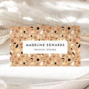 Carte De Visite Tendance Rust Brown & Apricot Terrazzo