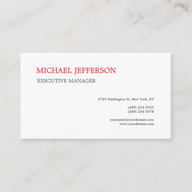 Carte De Visite Tendance Silk Premium Moderne Élégant Simple Rouge (Devant)