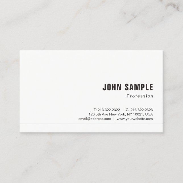 Carte De Visite Tendance Simple Professionnel Créatif Élégant Blan (Devant)