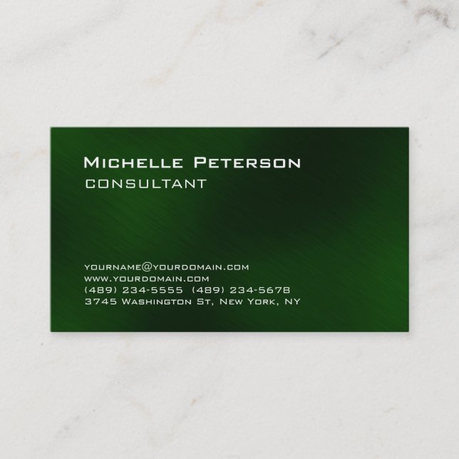 Carte De Visite Tendance vert foncé futuriste moderne (Devant)