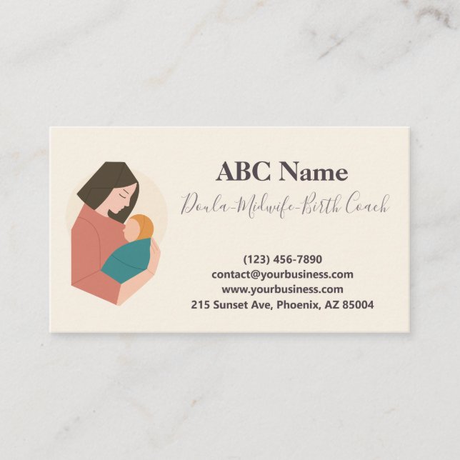 Carte De Visite Tender Hold Modern Doula & Birth Coach (Devant)
