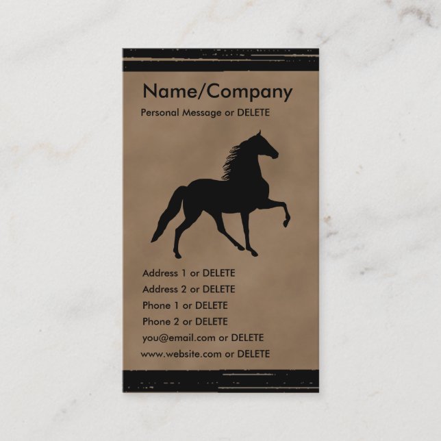Carte De Visite Tennessee Walker Silhouette Entreprise personnelle (Devant)
