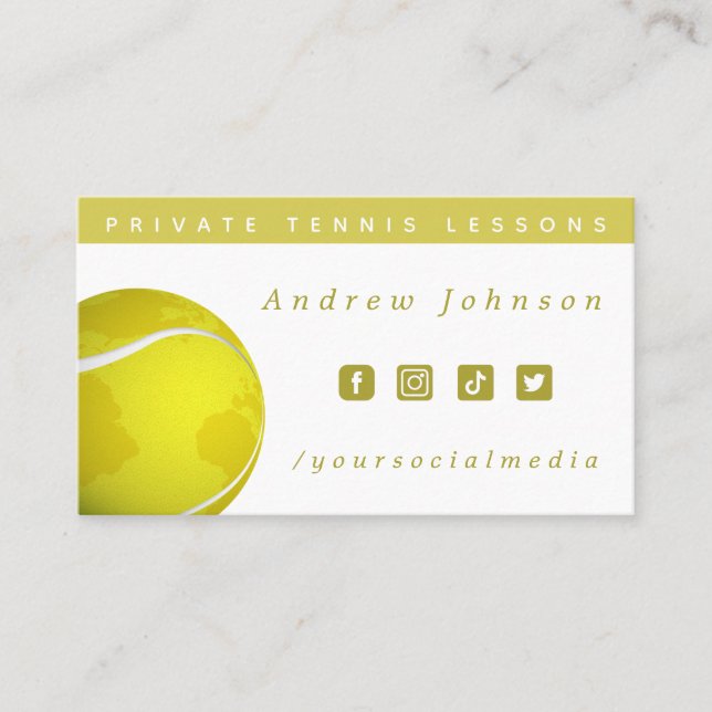 Carte De Visite Tennis Ball World Planet Entraîneur Médias sociaux (Devant)