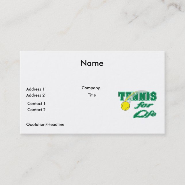 Carte De Visite tennis pour la conception de texte vie (Devant)