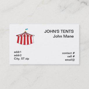 Carte De Visite tente de cirque rouge et blanche
