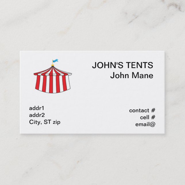 Carte De Visite tente de cirque rouge et blanche (Devant)