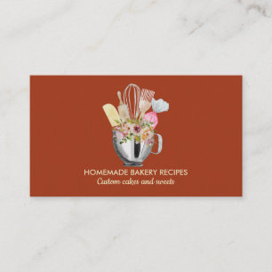 Carte De Visite Terra Cook Chef Aquarelle Cuisine Ustensiles boula