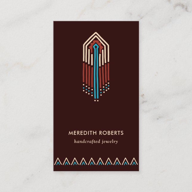 Carte De Visite Terra Cotta Turquoise Design Tribal tendance (Devant)