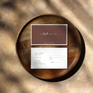 Carte De Visite Terracotta   Certificat-cadeau minimaliste moderne