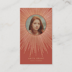 Carte De Visite Terracotta & Gold sunburframe art déco vertical
