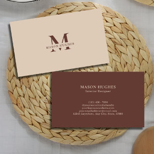 Carte De Visite Terracotta Minimal Monogramme Professionnel 