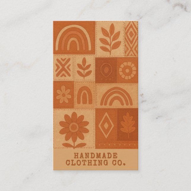 Carte De Visite Terracotta Patchwork Quilt Rustic Farmhouse Floral (Devant)
