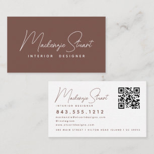 Carte De Visite Terracotta QR Code Scannable Professional Modern