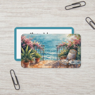 Carte De Visite Terrasse océanique avec une vue paisible