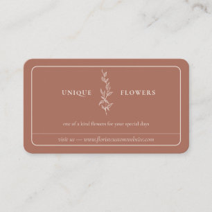Carte De Visite Terre cuite Beige Minimale Fleur encadrée