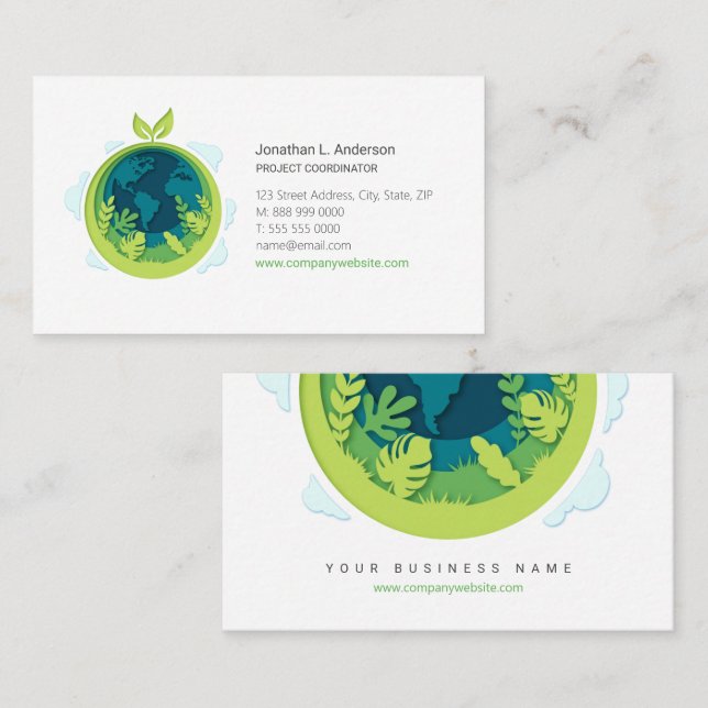 Carte De Visite Terre verte De l'environnement (Devant / Derrière)