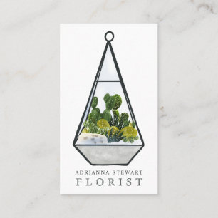 Carte De Visite Terreur-fleuriste de cactus vert d'eau moderne