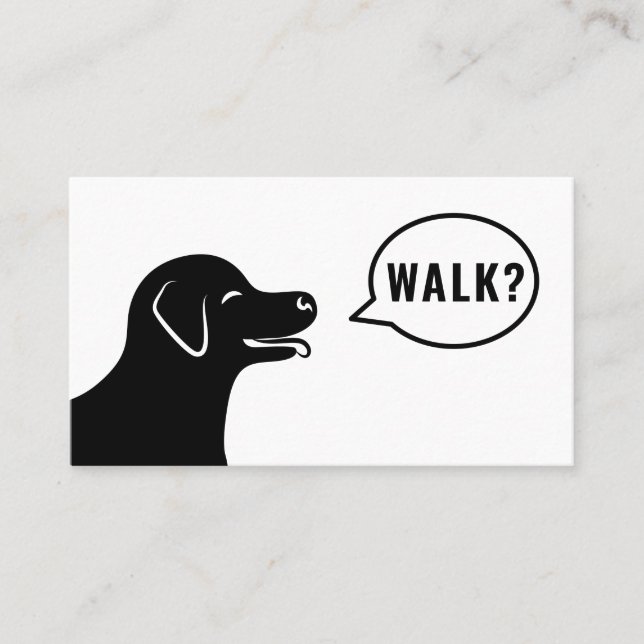 Carte De Visite Tête de chien qui dit marche ? - Marcheur de chien (Devant)