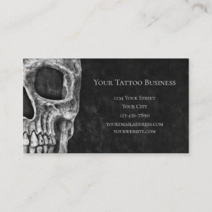 Carte De Visite Tête De Crâne Gothique Boutique De Tattoo Noir E
