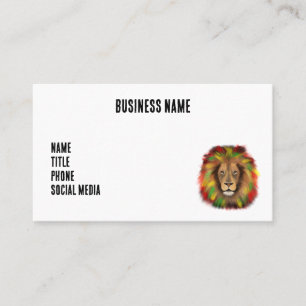 Carte De Visite Tête de lion rasta rouge jaune vert dessin Jamaïqu