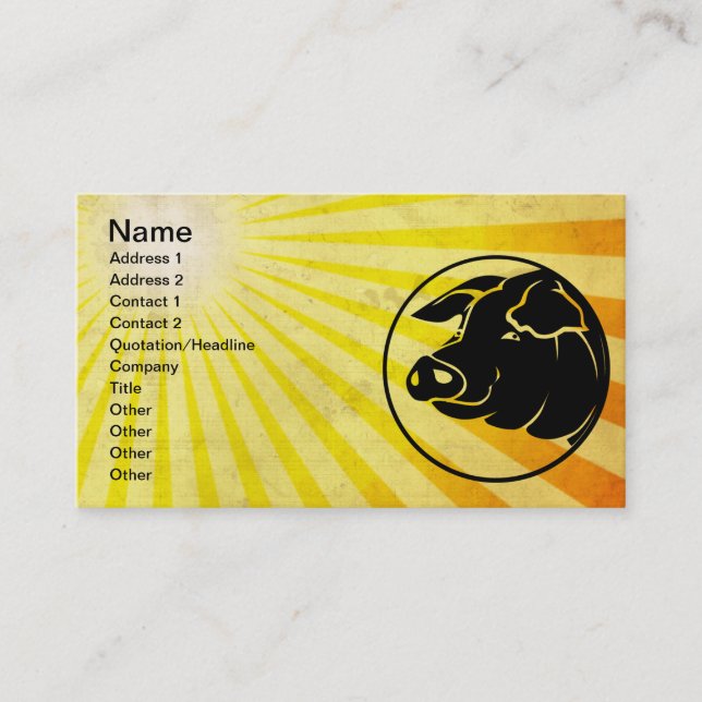 Carte De Visite Tête de porc jaune (Devant)