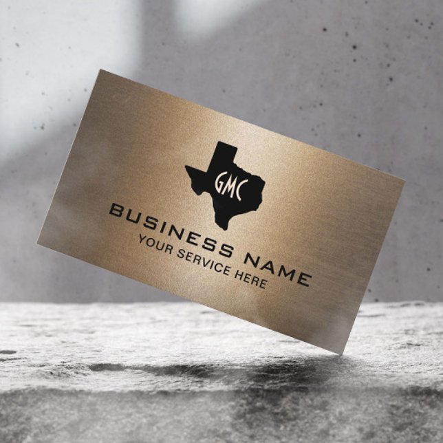 Carte De Visite Texas Monogram Logo Style Bronze Texture (Créateur téléchargé)