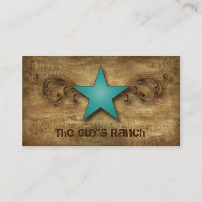 Carte De Visite Texas Star Bartender Suede Blue Swirls (Devant)