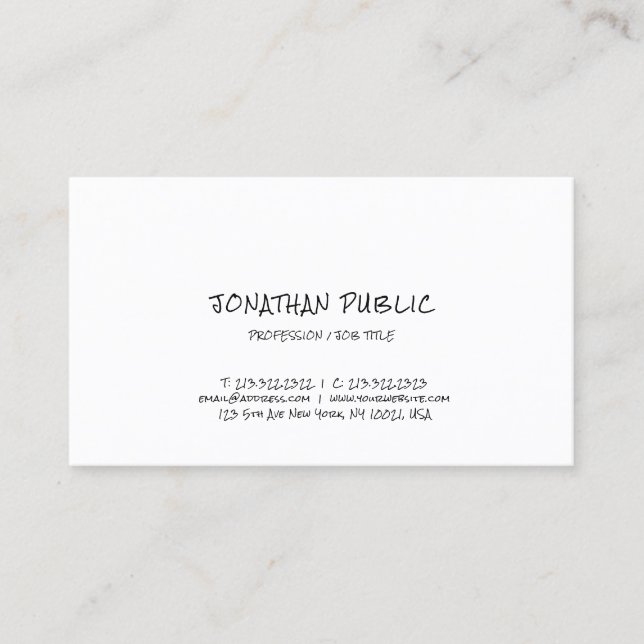 Carte De Visite Texte à main Moderne Simple Professionnel Simple P (Devant)