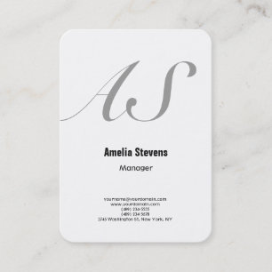 Carte De Visite Texte clair monogramme minimaliste élégant blanc g