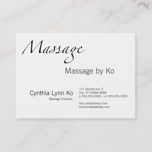 Carte De Visite Texte de massage (Devant)