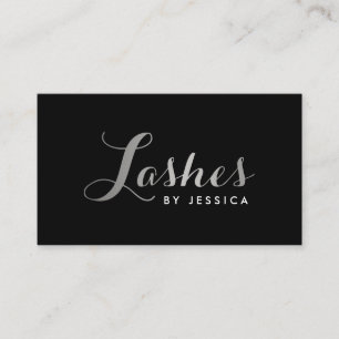 Carte De Visite Texte du script Glam Lashes Silver/Carte de visite