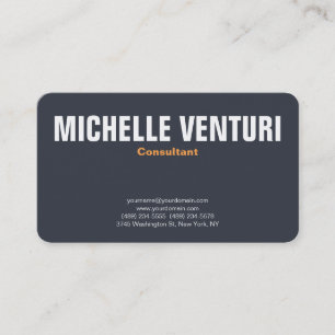Carte De Visite Texte gras minimaliste Professionnel Gris bleu cla
