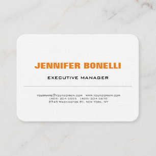 Carte De Visite Texte Gras Orange Blanc Style Moderne