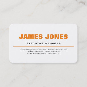 Carte De Visite Texte Gras Orange Blanc Style Moderne
