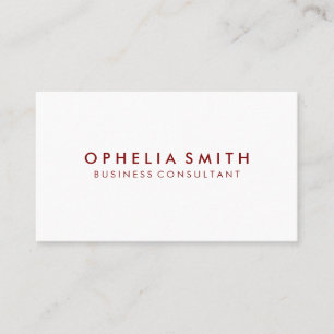 Carte De Visite Texte minimal en rouge profond