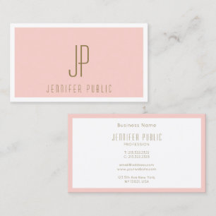 Carte De Visite Texte Or Personnalisé Blush rose moderne Monogramm
