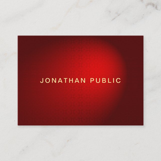 Carte De Visite Texte or tendance Red Damask Modern Chic Modèle (Devant)