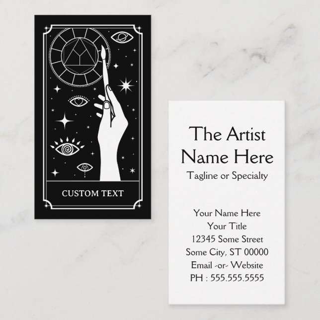 Carte De Visite texte personnalisé de l'artiste tarot (Devant / Derrière)