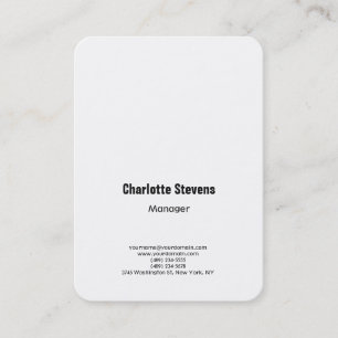 Carte De Visite Texte simple minimaliste élégant blanc