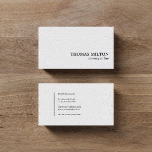 Carte De Visite Textes minimalistes élégants Avocat blanc à la loi