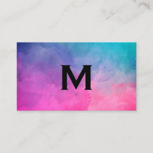 Carte De Visite Texture Aquarelle Monogramme