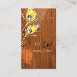 Carte De Visite Texture bois Monogramme Antique