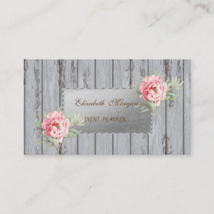 Carte De Visite Texture de bois élégant professionnel, Fleurs